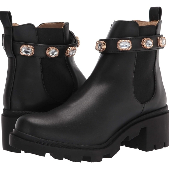 Steve Madden Black Crystal Accent  Ankle Booties Size 5 - Picture 1 of 13